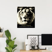  Sepia Lion Motivatie uitdaging Poster (Thuiskantoor)