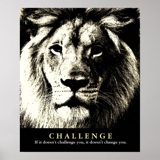  Sepia Lion Motivatie uitdaging Poster (Voorkant)