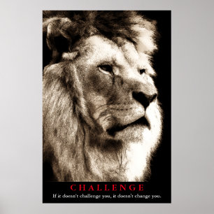 Sepia Lion Motivatie uitdaging Poster