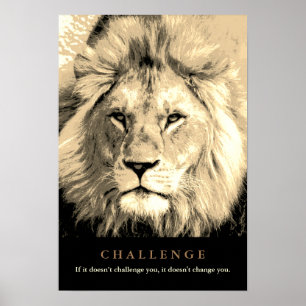  Sepia Lion Motivatie uitdaging Poster