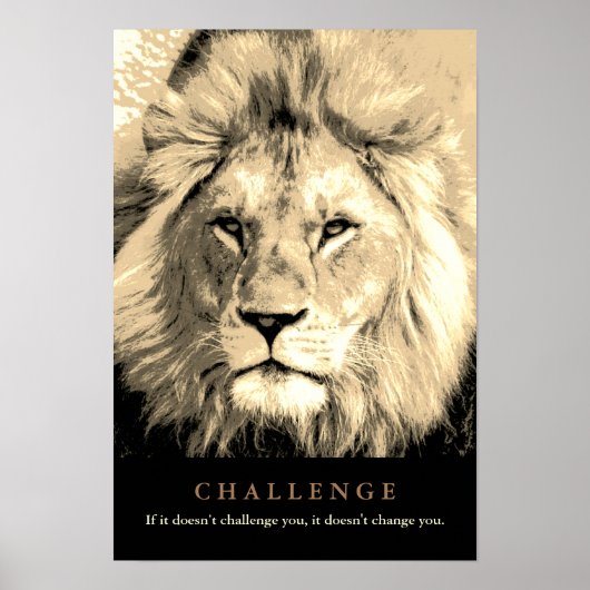 Sepia Lion Motivatie uitdaging Poster (Voorkant)