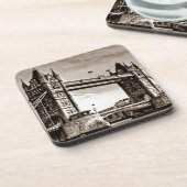  Sepia London Tower Bridge Bier Onderzetter (Linkerzijde)