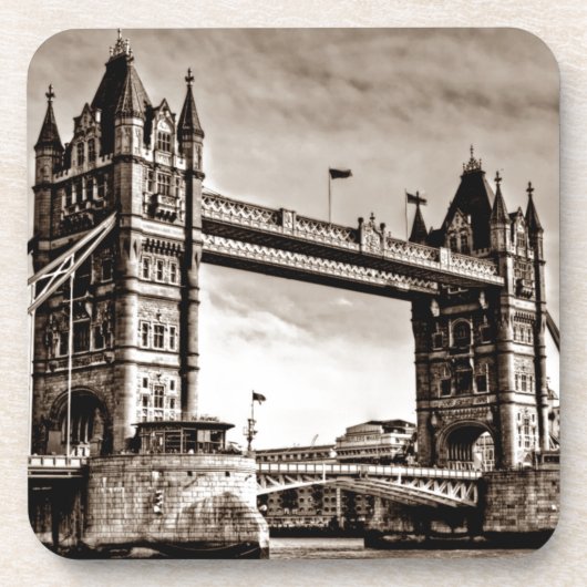  Sepia London Tower Bridge Bier Onderzetter (Voorkant)