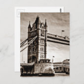  Sepia London Tower Bridge Briefkaart (Voorkant / Achterkant)