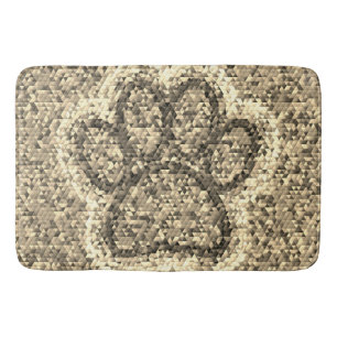 Sepia Low Poly Dog Paw Print Badmat