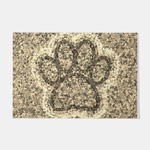 Sepia Low Poly Dog Paw Print Deurmat