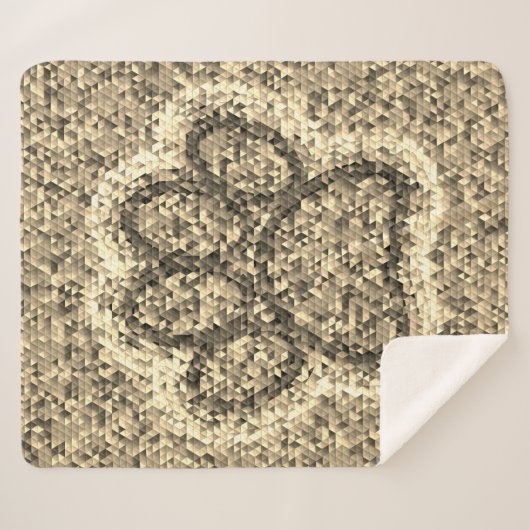 Sepia Low Poly Dog Paw Print Sherpa Deken (Voorkant (horizontaal))