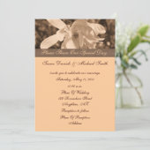 Sepia Magnolia Flower Wedding Invitation Kaart (Staand voorkant)