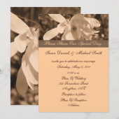 Sepia Magnolia Flower Wedding Invitation Kaart (Voorkant / Achterkant)