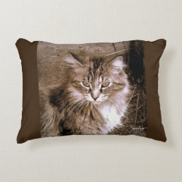Sepia Maine Coon Cat Sierkussen Decoratief Kussen