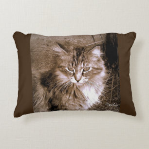 Sepia Maine Coon Kat Kussenhoes Decoratief Kussen