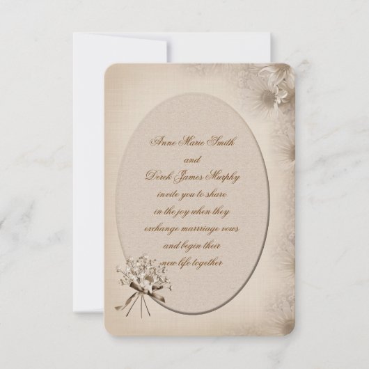 Sepia Mariage Daisy Invitation frontalier (Devant)