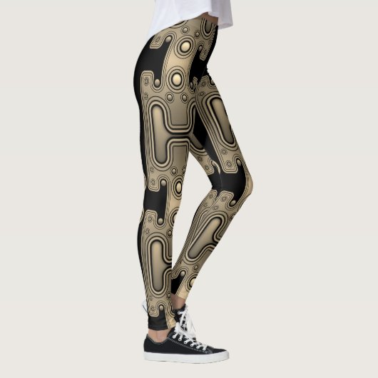 Sepia Mechanische Android Futuristische Robot Leggings (Rechts)