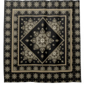 Sepia Medallions over het zwarte-schoengordijn Douchegordijn (Voorkant)