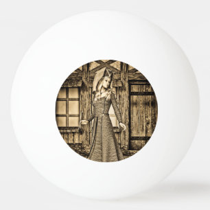 Sepia Middeleeuwse Prinses Renaissance Kunst Pingpongballen