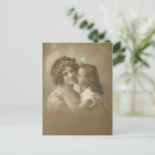 Sepia Moeder en Dochter Foto Feestdagenkaart (Staand voorkant)