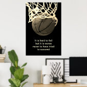  Sepia Motivatie Citaat Basketball Poster (Thuiskantoor)