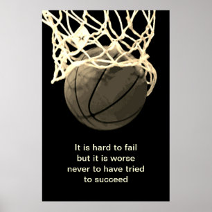  Sepia Motivatie Citaat Basketball Poster