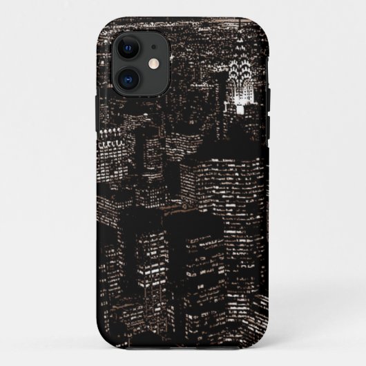 Sepia New York City Night Skyline Case-Mate iPhone Case (Achterkant)