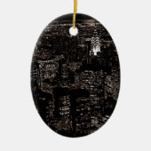 Sepia New York City Night Skyline Keramisch Ornament (Voorkant)