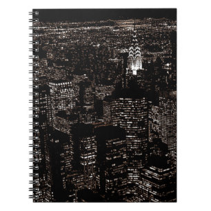 Sepia New York City Night Skyline Notitieboek