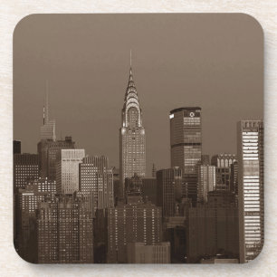 Sepia New York City Skyline Bier Onderzetter