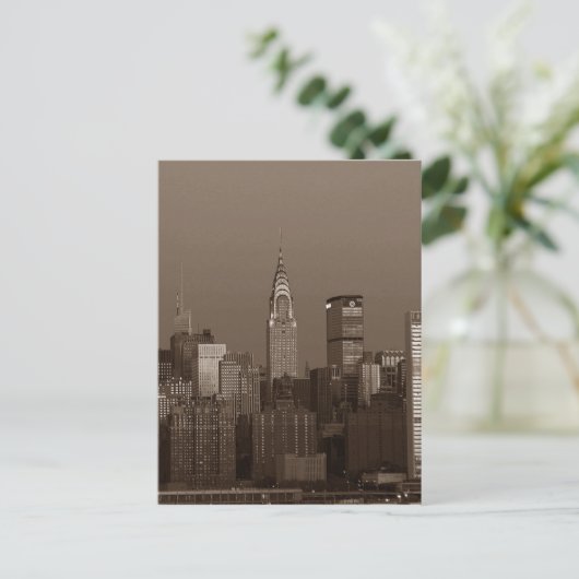 Sepia New York City Skyline Briefkaart (Staand voorkant)