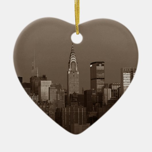 Sepia New York City Skyline Keramisch Ornament (Voorkant)