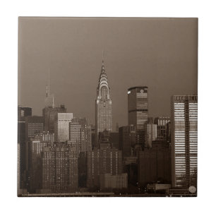 Sepia New York City Skyline Tegeltje