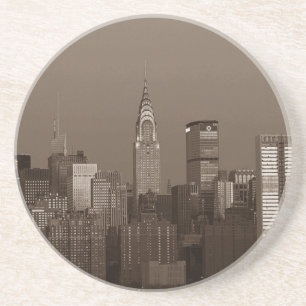 Sepia New York City Skyline Zandsteen Onderzetter
