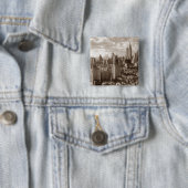 Sepia New York City Vierkante Button 5,1 Cm (In situ)