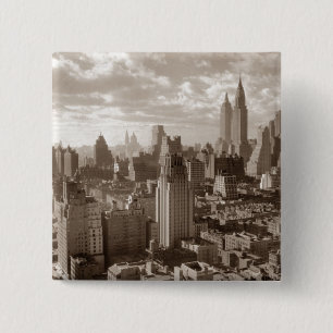 Sepia New York City Vierkante Button 5,1 Cm