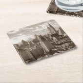 Sepia New York City Vierkante Kartonnen Onderzetter (Schuin)