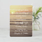 Sepia Ocean Waves Sunset Wedding Invitations (Debout devant)