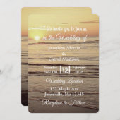 Sepia Ocean Waves Zonsondergang Bruiloft Uitnodigi Kaart (Voorkant / Achterkant)