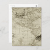 Sepia Old Antiek  United States Map Briefkaart (Voorkant / Achterkant)
