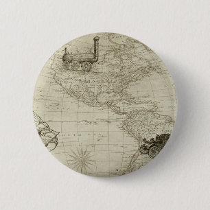 Sepia Old Antiek United States Map Ronde Button 5,7 Cm