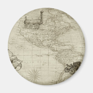 Sepia Old Antiek  Verenigde Staten Kaart Reizen Magneet