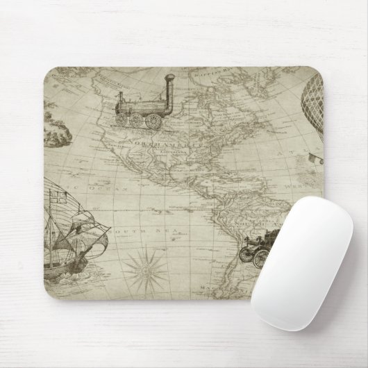 Sepia Old Antiek Verenigde Staten Kaart Reizen Muismat (Met muis)