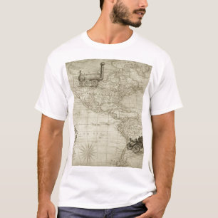 Sepia Old Antiek Verenigde Staten Kaart Reizen T-shirt