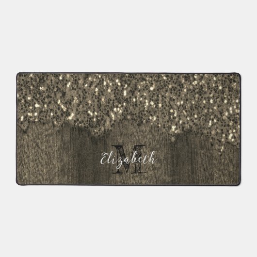 Sepia or faux scintille bois rustique Monogramme (Recto)