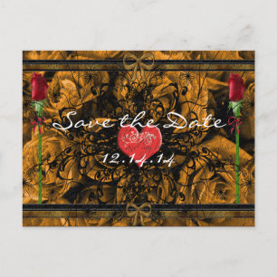 Sepia Oude Tijd Rozen Onder de Kalmerende Golven Aankondigingskaart