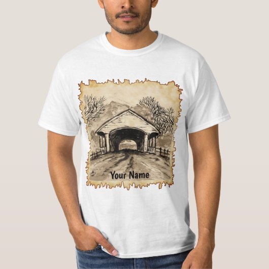 Sepia Overdekte Brug T-shirt (Voorkant)
