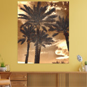 Sepia Palm Trees Canvas Afdruk (Insitu (Woonkamer))