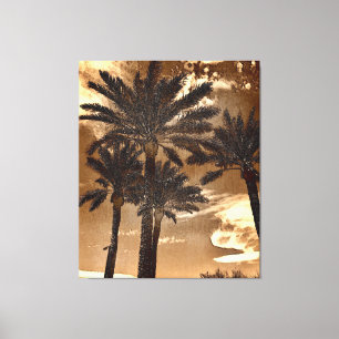Sepia Palm Trees Canvas Afdruk
