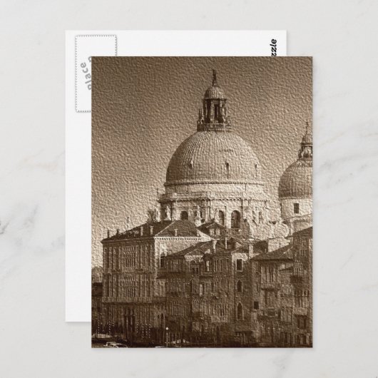 Sepia Paper Effect Venice Grand Canal Briefkaart (Voorkant / Achterkant)