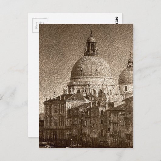 Sepia Paper Effect Venice Grand Canal Briefkaart (Voorkant / Achterkant)
