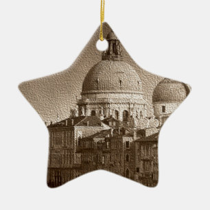 Sepia Paper Effect Venice Grand Canal Keramisch Ornament