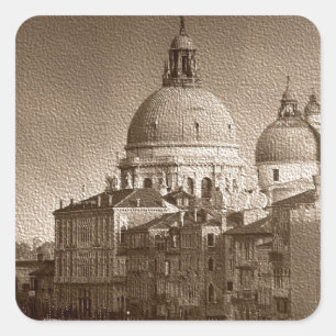 Sepia Paper Effect Venice Grand Canal Vierkante Sticker