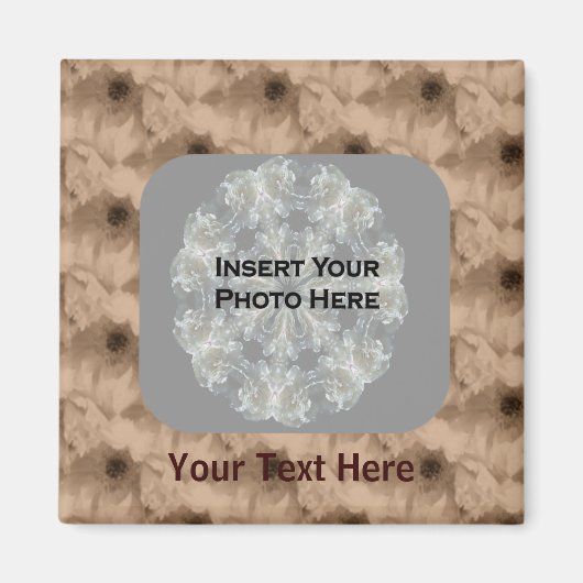 Sepia Peony Flowers Photo Magnet Magneet (Voorkant)